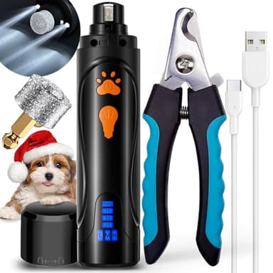 YABIFE Dog Nail Trimmers and Dog Nail Clippers Kit, Whisper Quiet Electric Grinder with Light, for Small, Medium, Large Dogs, Cats Toenail Grooming, 3 Speeds - Image 1