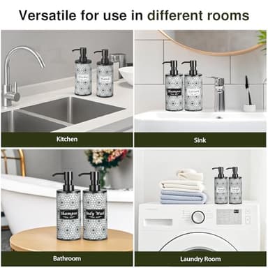Shinowa Resin Bathroom & Kitchen Soap Dispenser Set, 2 Pack Refillable 17oz Hand & Dish Soap Dispenser - Image 6