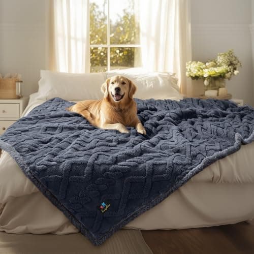Waterproof Pet Blanket, Liquid Pee Proof Dog Blankets for Sofa Bed Couch, Reversible Sherpa Fleece Furniture Protector Cover for Small Medium Large Dogs Cats,Dark Grey X-Large（85" x 57"） - Image 1