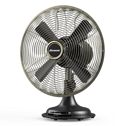 AMACOOL Oscillating Vintage Fan, All Metal 8" Retro Table Top Fan, Adjustable Head Tilt, Quiet 3 Speeds Plug-In Desk Fan for Bedroom Home Office & Kitchen - Image 1