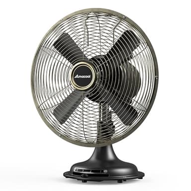 AMACOOL Oscillating Vintage Fan, All Metal 8" Retro Table Top Fan, Adjustable Head Tilt, Quiet 3 Speeds Plug-In Desk Fan for Bedroom Home Office & Kitchen - Image 1