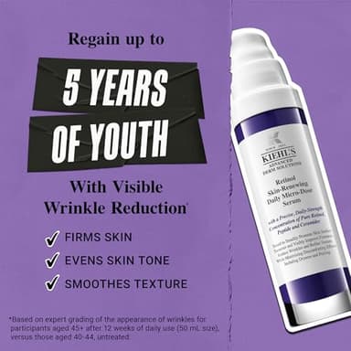 Kiehl's Daily Micro-Dose Anti-Aging Retinol Facial Serum, Reduces Wrinkles, Firms Skin, Evens Skin Tone, Youth Renewing & Hydrating Formula, with Retinol & Ceramides, Paraben-free - 1.7 fl oz - Image 4