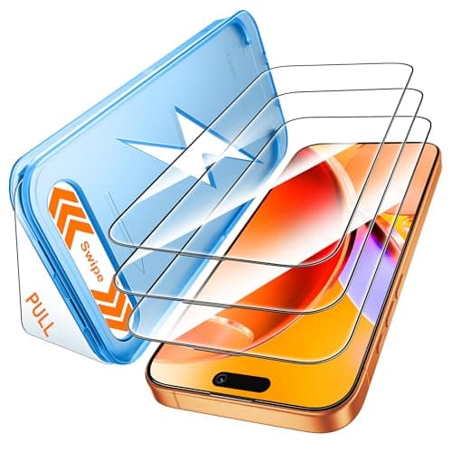 Mkeke for iPhone 17 Pro Screen Protector 3 Pack [9H+ Tempered Glass] [Military-Grade Drop Protection] [Easy Installation] Shockproof Full Edge Coverage 6.3 Inch 2025 - Image 1