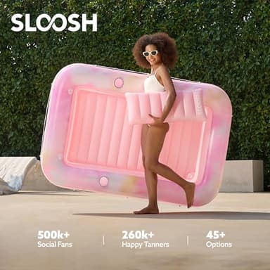 SLOOSH Inflatable Tanning Pool Lounger Float, 70" x 46" Pool Floats Adult with Pillow, 4 in 1 Suntan Tub Raft Floatie,Sunbathing Bed Lounge for Water Blow Up Ball Pit Party Gifts,Pink Tie-dye - Image 5