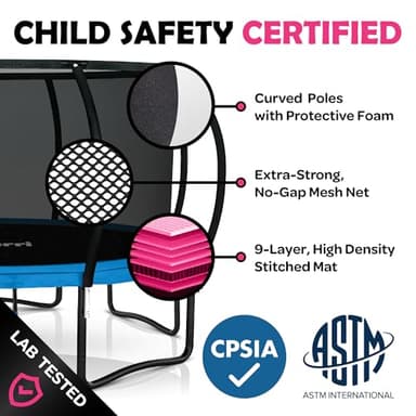 Trampoline for Kids and Adults - 8Ft 10Ft 12Ft 14FT 15ft 16ft Trampoline with Net - with Bonus Sprinkler and LED Lights/ASTM Certified/Extra Sturdy Recreational Outdoor Trampolines - Image 2