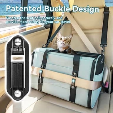 PETSFIT Soft-Sided Cat Carriers & Car Seats with Patent Safe Buckles, Clip-On Harness，18"x11"x11" Airline Approved Pet Carrier - 9 lbs Capacity (Cyan Blue) - Image 3