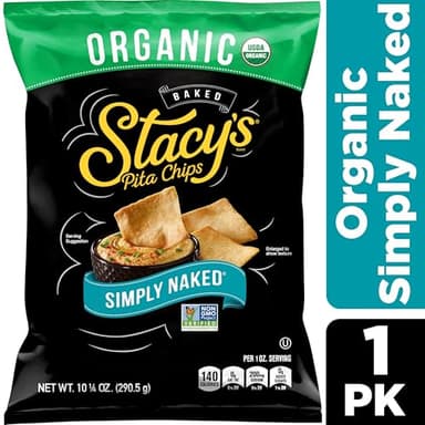 Stacy's Pita Chips, Organic Simply Naked Baked Chips, 10.25 Oz Snack Bag - Image 3