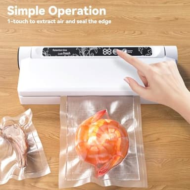Food Storage Vacuum Sealer Machine, 75KPA Strong Suction, Dry/Wet Modes, 20 Vacuum Seal Bags for Food, Digital Countdown Timer, Compact Lightweight, Ideal for Home Kitchen Use - Image 3