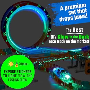JITTERYGIT Race Track Glow in The Dark Magic Toy Set, Kids Light Up Flexible Car Tracks - Best Birthday Gift for Boys Girls and Toddlers 3 4 5 6 7 8 Year Old - Image 3