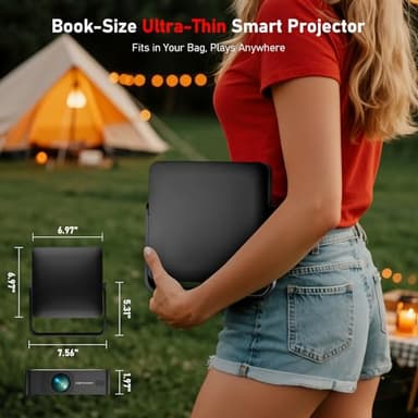 [Ultra-Slim 1.97"| Netflix Licensed | AI Auto Focus | 360° Stand] Smart Mini Projector with WiFi 6 & Bluetooth, Built-in Netflix/YouTube/Disney+/Hulu, DBPOWER N5 Movie Projector for Bedroom (Black) - Image 7