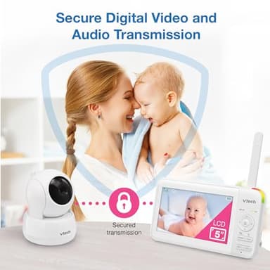 VTech Video Baby Monitor with 5" LCD Screen, Up to 17Hrs Video & 31Hrs Audio Battery Life, Night Vision, 1000ft Range, Pan-Tilt-Zoom, Lullabies, Soothing Sounds, Temperature Sensor, No WiFi: 924W - Image 6