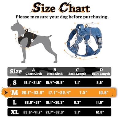 rabbitgoo Dog Harness Medium Sized No Pull, Tactical Service Pet Vest with Molle and Control Handle, Adjustable and Reflective Military Harness for Easy Walking and Training, Blue, M - Image 3