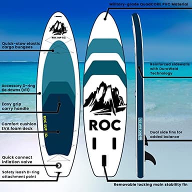 Roc Paddle Boards 10 ft 6 in Inflatable SUP, 350lbs Weight Capacity, Wide Stable Design, Premium Accessories, 3 YEAR WARRANTY, USA Owned Brand, Royal - Image 4