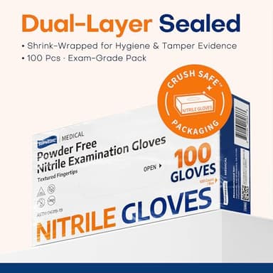 Supmedic Medical Nitrile Exam Gloves, Latex-Free, Powder-Free, Food Safe, Cooking Food Prep, Disposable Gloves, Blue, 100 Pcs (Medium) - Image 5