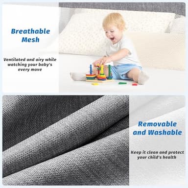 PNXDFC 3-Piece Full Size Bed Rails for Toddlers, with Headboard Rod -Height Adjustable Baby' Safety Bed Rails Guard for Full Size Bed(3Pack 74.8"x74.8"x54"-Gray) - Image 5