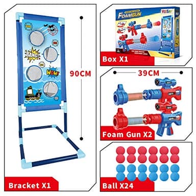 YEEBAY Shooting Game Toy for Age 6, 7, 8,9,10+ Years Old Kids, Boys - 2pk Air Guns & Shooting Target & 24 Foam Balls - Ideal Gift - Compatible with Toy Guns - Image 7