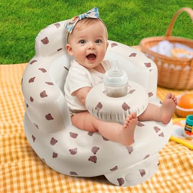 Inflatable Baby Seat for 3-36 Months, Back Support, Built-in Air Pump, Learning to Sit, Blow Up Floor Seat with Tray - Image 4