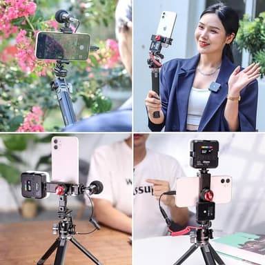 Metal Phone Tripod Mount 3 Cold Shoes & Arca Port, 360° Smartphone Tripod Adapter for iPhone 17 16 15 Samsung Cell Phone Stand Holder for Desktop Video Live Streaming Vlogging Rig - Image 6