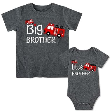 Funnycokid Big Brother Little Brother Matching Outfits Toddler Lil Bro Boy Shirts Set Baby Gifts Clothes - Image 1