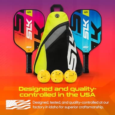 Selkirk Sport SLK Neo Fiberglass Pickleball Paddles Set of 2 | Designed in The USA | Complete Pickleball Set with 2 Pickle Ball Rackets, 3 Hybrid+ Balls, and SLK Sling Bag | Electric Sunset & Oasis - Image 7