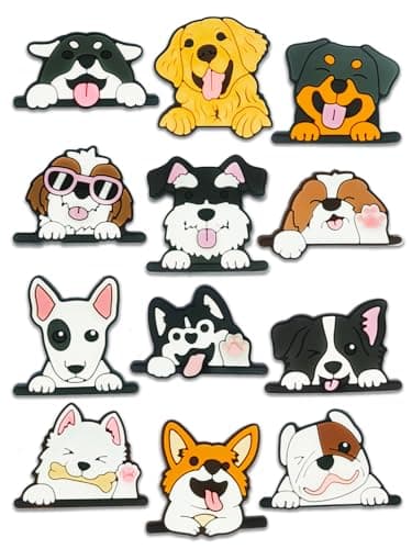 12PCS Dog Shoe Charms for Croc Bubble Slides Clogs Sandals, Puppy Shoe Accessories Decorations for Girls Women Teens Adults (Dog)