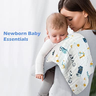 Maliton Muslin Baby Burp Cloths 6 Pack Large 20''x10'' 100% Cotton Burp Rags Absorbent and Soft 6 Layers Muslin Cloth Baby Essentials for Newborn(Animals and Cars, Pack of 6) - Image 9