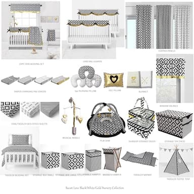 Bacati - 2 Pack Love Diamonds Aztec Neutral 100% Cotton Soft Breathable Percale 2 Pack Crib/Toddler Bed Fitted Sheets (Black) - Image 9