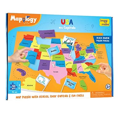 Imagimake Mapology USA Map with Capitals | Learning States and Capitals | US Geography Toys for Ages 8-13 | Jigsaw Puzzles for Kids Ages 8-10 | Educational Back to School Gifts for Kids Age 5-7 & 9-12 - Image 2