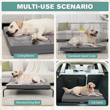 Waterproof XL Dog Beds Large Sized Dog, Outdoor Orthopedic Washable Crate Pad 42 inch, Extra Large Foam Pet Bed with Durable Removable Cover Reversible, XLarge Anti-Slip Kennel Pads, 41"x27", Gray - Image 5