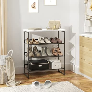 Garden 4 you 4 Tiers White Marble Shoe Rack,Freestanding Organizer Multi-Purpose Adjustable Flat and Slant Storage Rack Shoe Shelf, High Heels Potted Plant for Entryway Hallway Living Room Closet - Image 2