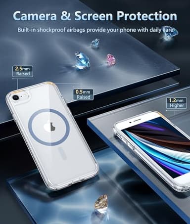 FNTCASE for iPhone SE 3rd(2022) Case: iPhone SE 2nd(2020) Case Magnetic Military Grade Drop Protection Anti Yellowing Cell Phone Cover - Shockproof Protective Transparent Cases - 4.7 inch(F-Blue) - Image 5