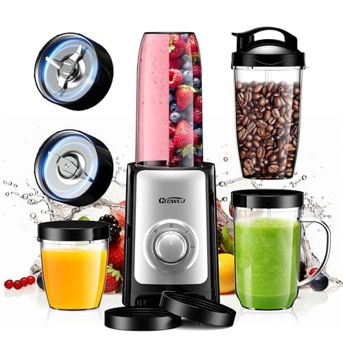 Smoothie Blender, Personal Blender for Shakes and Smoothies,12Pcs Coffee Grinder and Countertop Blenders Combo for Kitchen, Portable Smoothie Blenders with 10oz/17oz x2/23oz Cups (BLACK) (black2) - Image 1