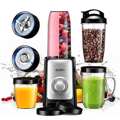 Smoothie Blender, Personal Blender for Shakes and Smoothies,12Pcs Coffee Grinder and Countertop Blenders Combo for Kitchen, Portable Smoothie Blenders with 10oz/17oz x2/23oz Cups (BLACK) (black2) - Image 1