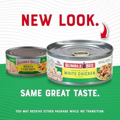 Bumble Bee Premium White Chicken, Chunk in Water, 5 oz Can (Pack of 24)- 13g Protein per Serving - Gluten Free, Keto Friendly - Image 6