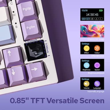 EPOMAKER Ajazz AK820 Pro 75% Wireless Mechanical Keyboard with TFT Smart Display&Knob, Gasket-Mounted Gaming Keyboard, Bluetooth/2.4GHz/USB-C Wired (Purple, Gift Switch) - Image 3
