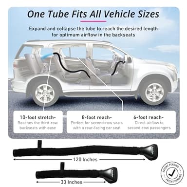 Swanoo Car AC Vent Extender | Air Vent Hose for Backseat | Directs Cool or Hot Air to Kids & Pets | Universal Fit | Extends Up to 10 FT | AC Tube for Baby Car | Back Seat Air Conditioning | BreezyBack - Image 4