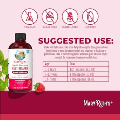 Multivitamin for Women, Men & Kids by MaryRuth's | Liquid Morning Multivitamin | Vitamin A C D E B6 B12 Biotin Zinc | Beauty | Vegan | Non-GMO | Gluten Free | 15 Servings - Image 3