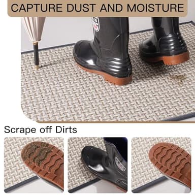 Door Mat 17"x30",Door Mat Indoor Entrance Dirt Resistant and Absorbent Non-Slip Rubber Backing Front Door Mats Washable Low-Profile Indoor Mats for Entryway, Inside Entrance Easy Clean Gray - Image 3