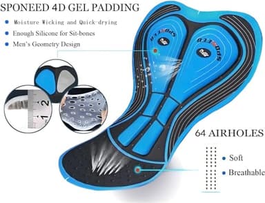 Bicycle Shorts for Cycling Pants 4D Gel Padded Biking Ride US M Grey Multi - Image 5