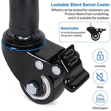 Tossbiss Laptop Tripod on Wheels with 2 Shelves, Portable Projector Floor Stand Adjustable Height 25.9 to 51.8 Inch with Phone Holder - Image 4