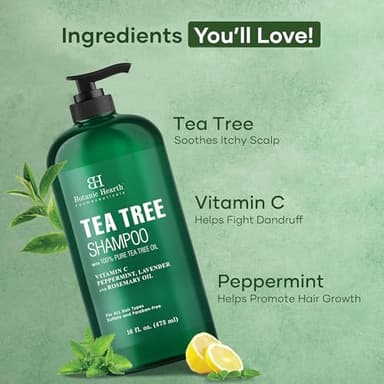 Botanic Hearth Tea Tree Shampoo, Vitamin C, Peppermint, Lavender And Rosemary Oil, Fights Dandruff And Dry Scalp, 16 Fl Oz - Image 3