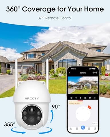 ARCCTV Solar Security Cameras Wireless Outdoor, 4MP 360° View Battery Powered Outdoor Camera, Night Vision with Spotlight, 2-Way Audio, PIR Motion Sensor, 2.4G/5G Dual Band WiFi (2 Pack) - Image 4