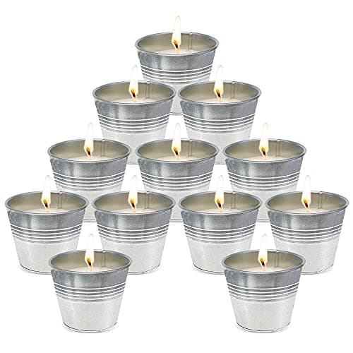 Citronella Candles Outdoor Small Metal Bucket Candle Soy Wax Fly Candle Use for Outdoor and Indoor - 12 Pack - Image 1
