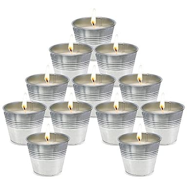 Citronella Candles Outdoor Small Metal Bucket Candle Soy Wax Fly Candle Use for Outdoor and Indoor - 12 Pack - Image 1
