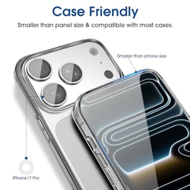 amFilm OneTouch Screen Protector for iPhone 17 Pro 6.3'' + Camera Lens Protector | Auto-Alignment Install | Bubble Free | 9H Tempered Glass | Shatterproof | FHD Clarity | Case Friendly | 2+4 Pack - Image 7