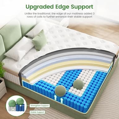 EEN EEN SLEEP Full Mattress, 12 Inch Hybrid Mattress in a Box, Memory Foam and Individual Pocket Springs, Innerspring Medium Firm for Pressure Relief, Edge Support, Comfy and Breathable, CertiPUR-US - Image 3