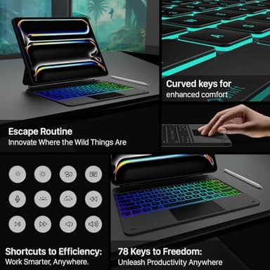 typecase Keyboard Case for iPad Pro 13-inch (M4) 2024,Magic Keyboard with 11 Colors Backlight for iPad Pro 13,Keyboard Case with Pencil Holder,Multi-Touch Trackpad, Easy-Set Magnetic Stand,Black - Image 6