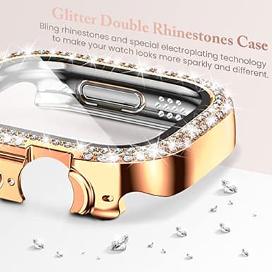 Goton 4-Pack Bling Case for Apple Watch Ultra 3/2/1 Screen Protector 49mm, Women Glitter Diamond Rhinestone Protector for iWatch Cover Accessories 49 mm - Image 3