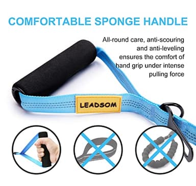 LEADSOM 6FT Highly Reflective Heavy Duty Elastic Bungee Medium and Large Dog Leash Shock Absorbing with Comfortable Padded Handle and Traffic Handle Suitable for Training Light Blue - Image 3