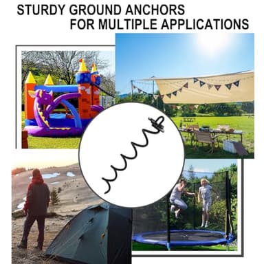 Eurmax USA 4-Pc Pack Spiral Stakes Heavy Duty Anchor Kit Ice Screw Anchor for Trampoline, Tents, tarps, Canopies,car Ports,Dog tie Out and etc Bonus Tie Down Straps 4-Pc Pack (Black) - Image 6